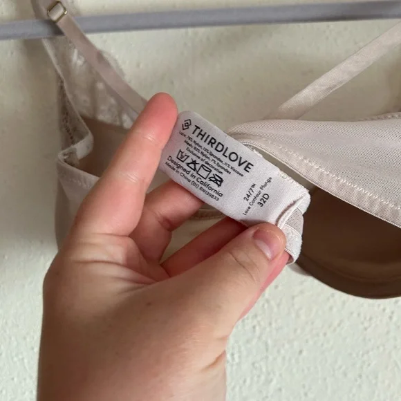 Thirdlove 24/7 All Day Pink Nude Lace Plunge Uplift Bra 32 D - Picture 5 of 5